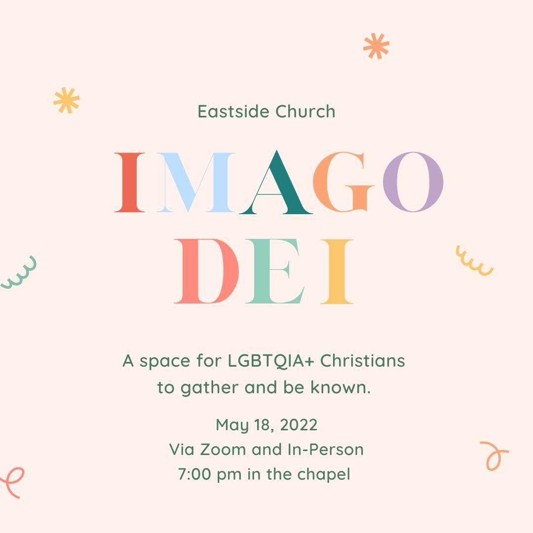 Imago Dei is next week in-person and via Zoom. Email Karina at Karina@eastsideatl.org for more information.